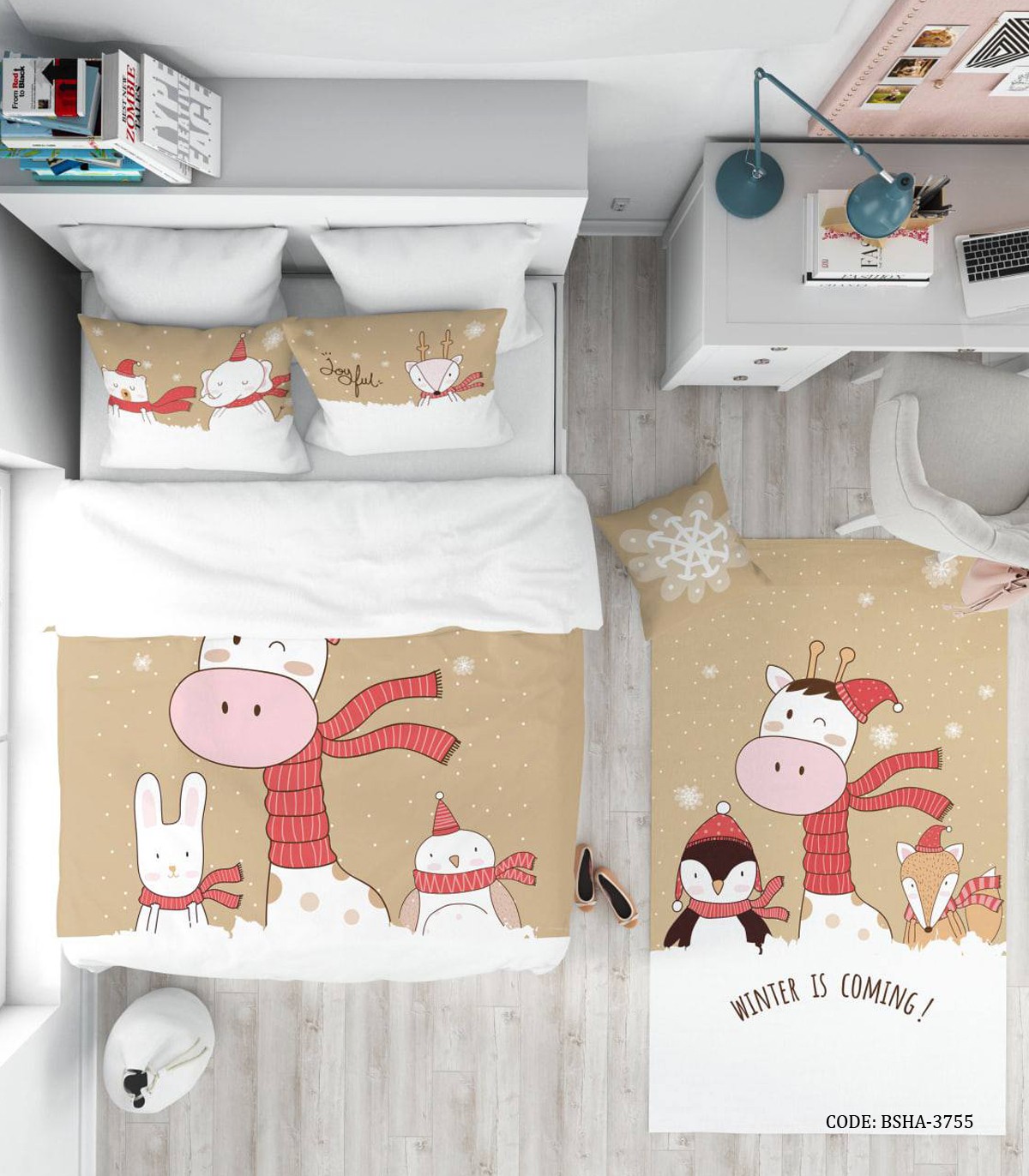 روتختی کودک پسرانه 4 تکه طرح زرافه مدل Winter