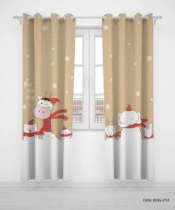 پرده پانچی دو تکه اتاق کودک پسرانه طرح زرافه مدل Winter