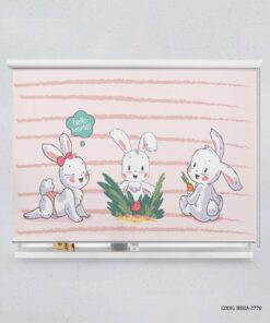پرده شید اتاق کودک دخترانه طرح خرگوش مدل Hello Baby