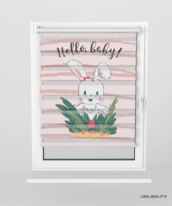 پرده زبرا اتاق کودک دخترانه طرح خرگوش مدل Hello Baby