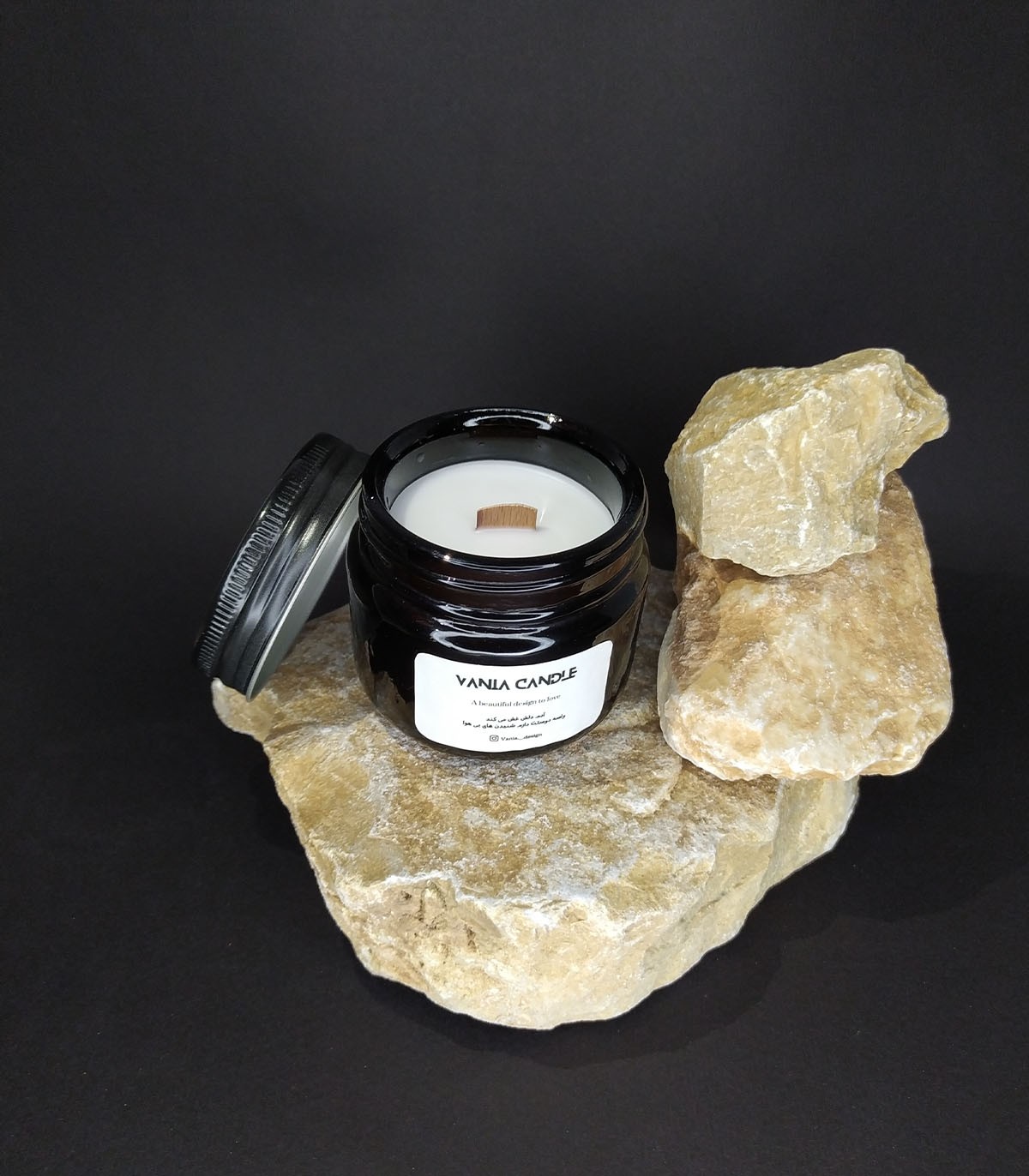 شمع جار قهوه ای وانیا مدل Hi