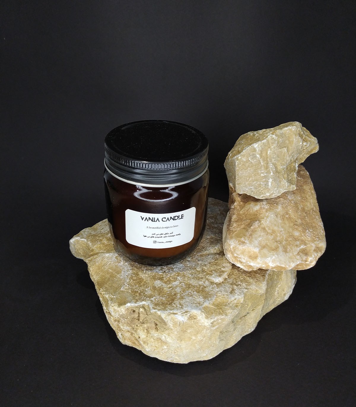 شمع جار قهوه ای مدل oak