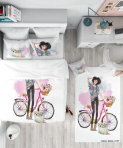 روتختی دخترانه 4 تکه طرح دختر مدل Fashion Girl