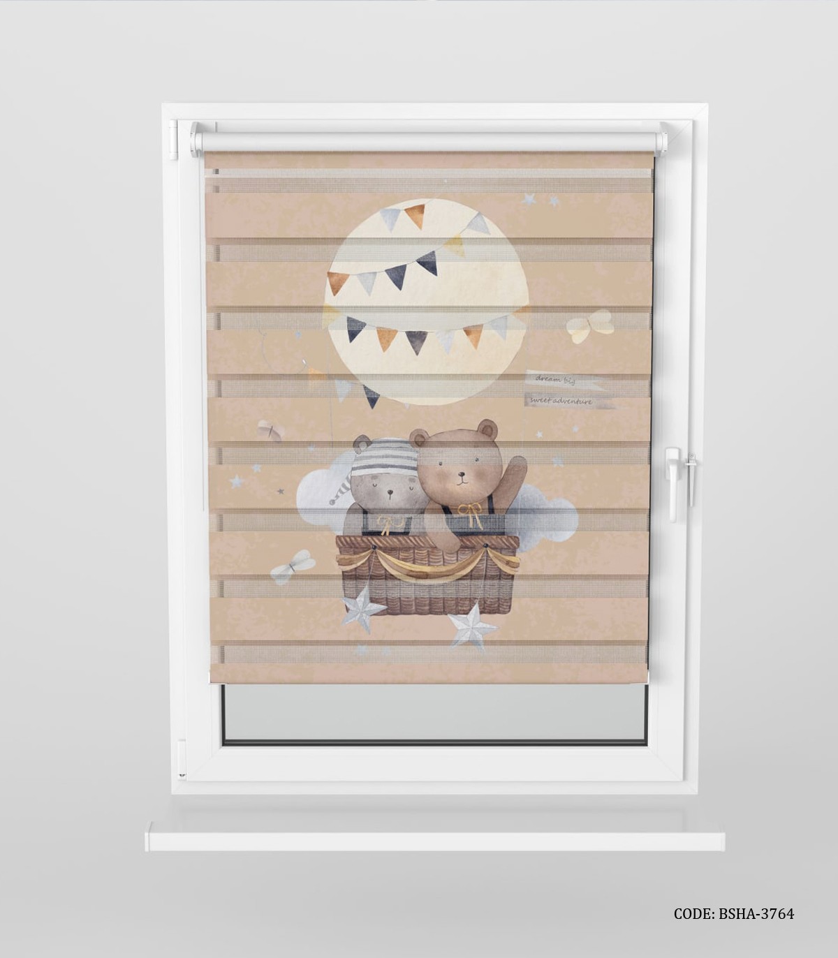 پرده زبرا اتاق کودک پسرانه طرح لوکوموتیو و خرس مدل Locomotive