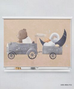 پرده شید اتاق کودک پسرانه  طرح لوکوموتیو و خرس مدل Locomotive