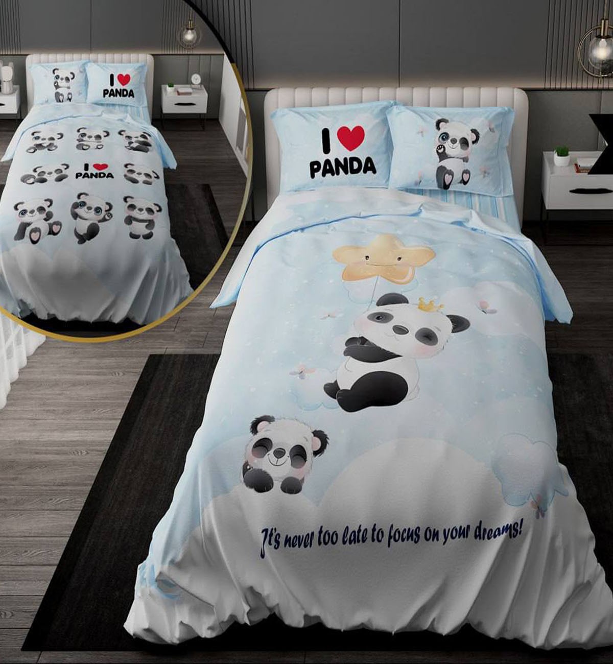 سرویس لحاف روتختی کودک دورویه طرحدار طرح پاندا