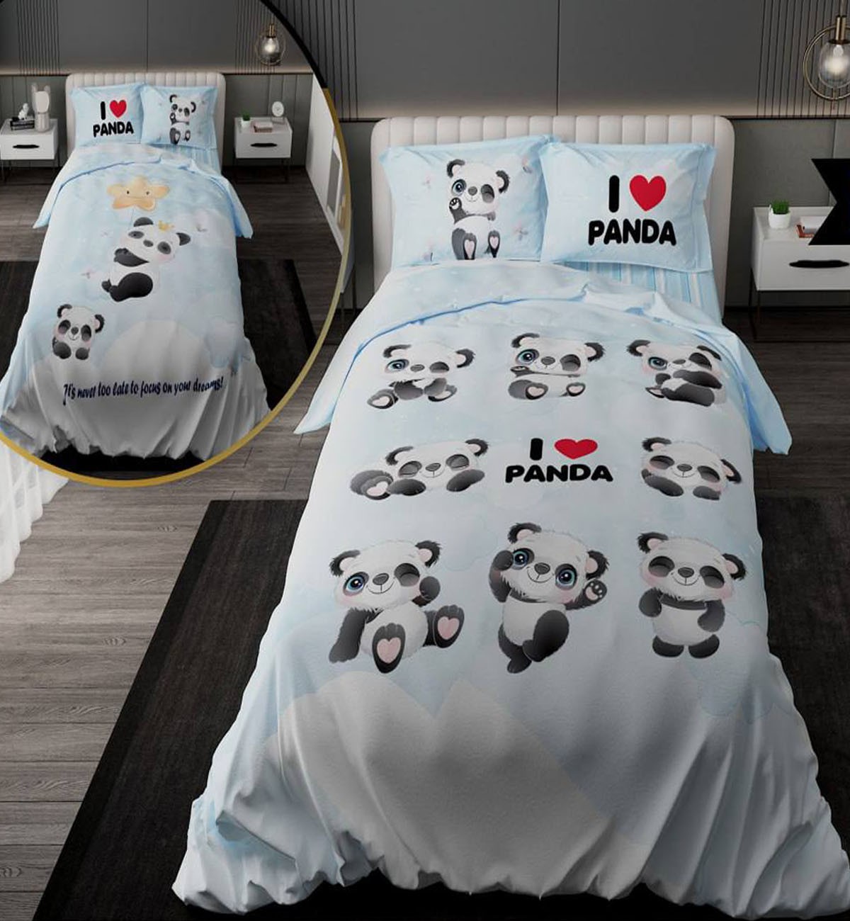 سرویس لحاف روتختی کودک دورویه طرحدار طرح پاندا