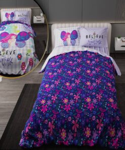 سرویس روتختی نوجوان دخترانه با لحاف دورویه طرحدار طرح پروانه