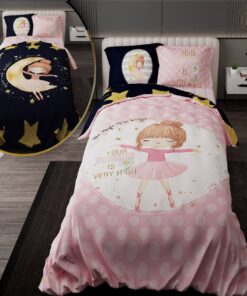 سرویس روتختی نوجوان دخترانه با لحاف دورویه طرحدار طرح دختر ماه سوار