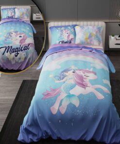 سرویس روتختی نوجوان دخترانه با لحاف دورویه طرحدار طرح پونی و پری