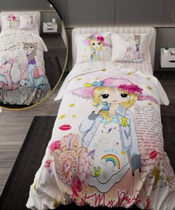 سرویس روتختی نوجوان دخترانه با لحاف دورویه طرحدار طرح مانکن