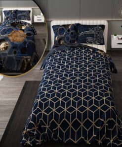 سرویس روتختی نوجوان پسرانه با لحاف دو رویه طرحدار طرح شش ضلعی