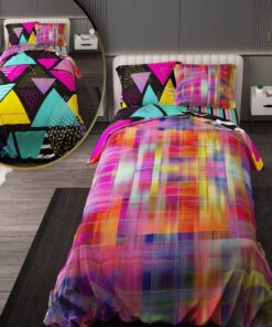 سرویس روتختی نوجوان دخترانه با لحاف دو رویه طرحدار طرح رنگارنگ