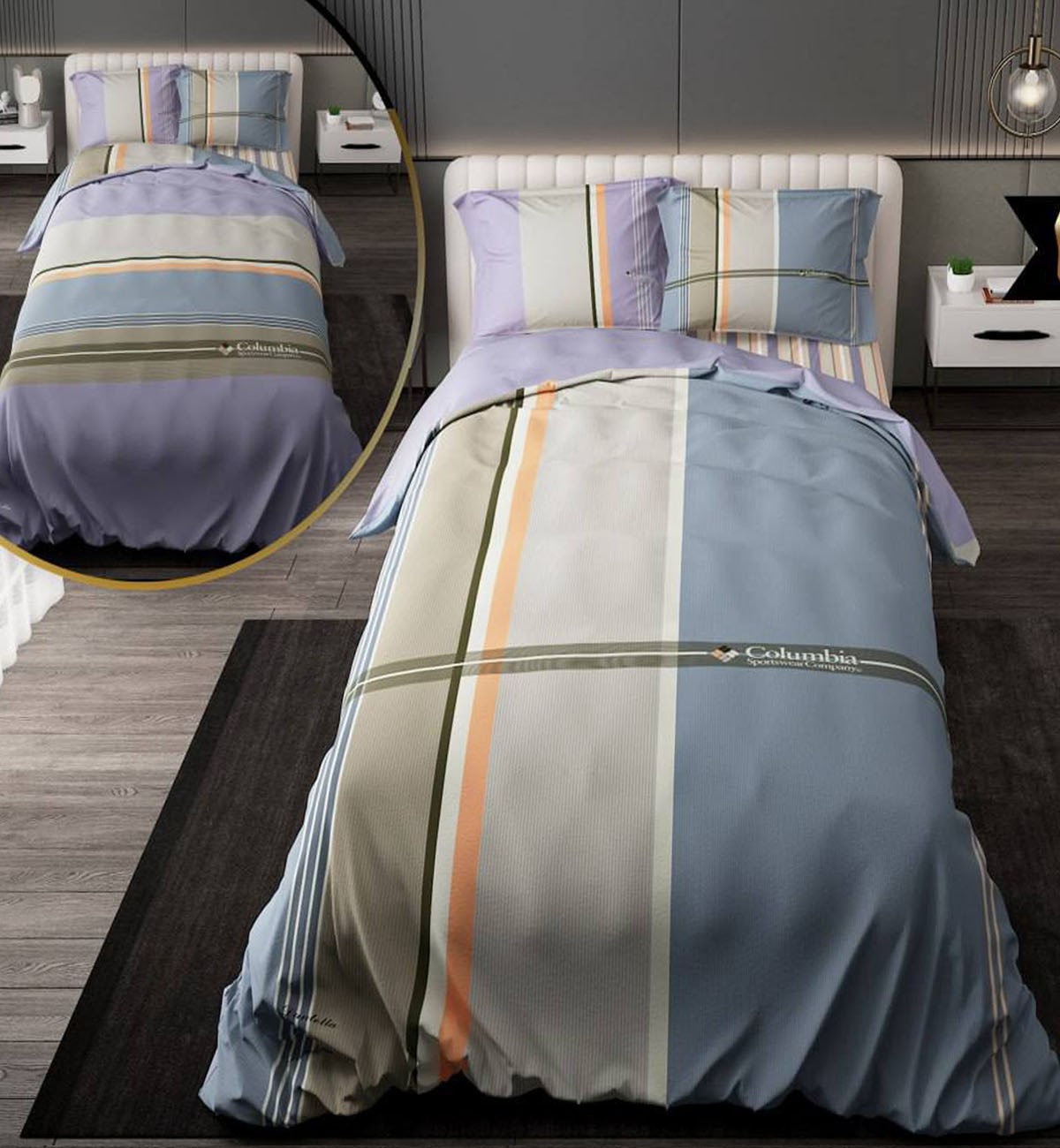 سرویس روتختی نوجوان پسرانه و دخترانه با لحاف دو رویه طرحدار طرح کلمبیا