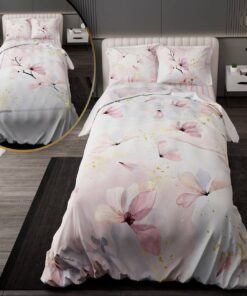 سرویس روتختی نوجوان دخترانه با لحاف دو رویه طرحدار طرح گل صورتی