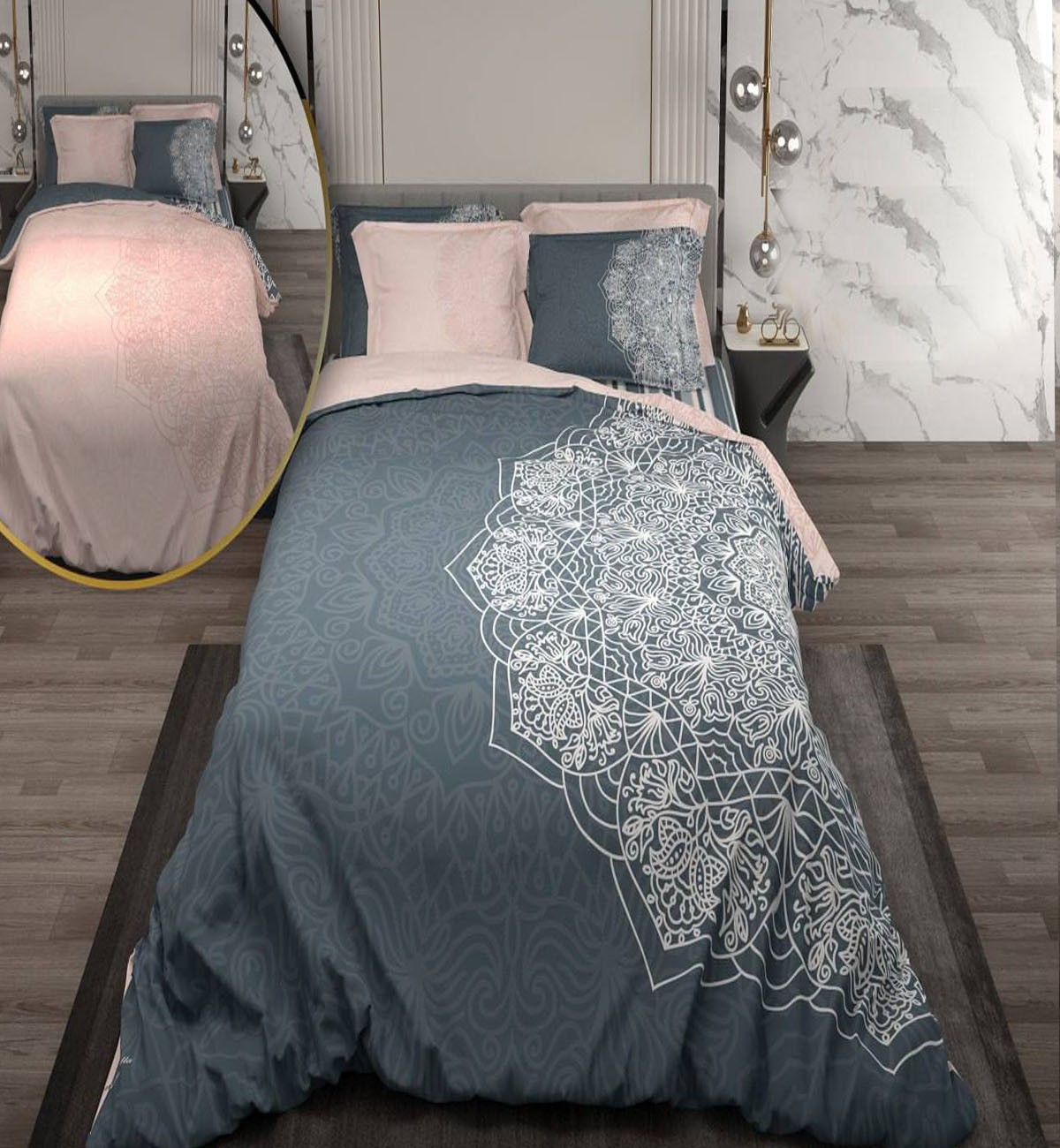 سرویس لحاف روتختی دو نفره دورویه طرحدار طرح ماندالا