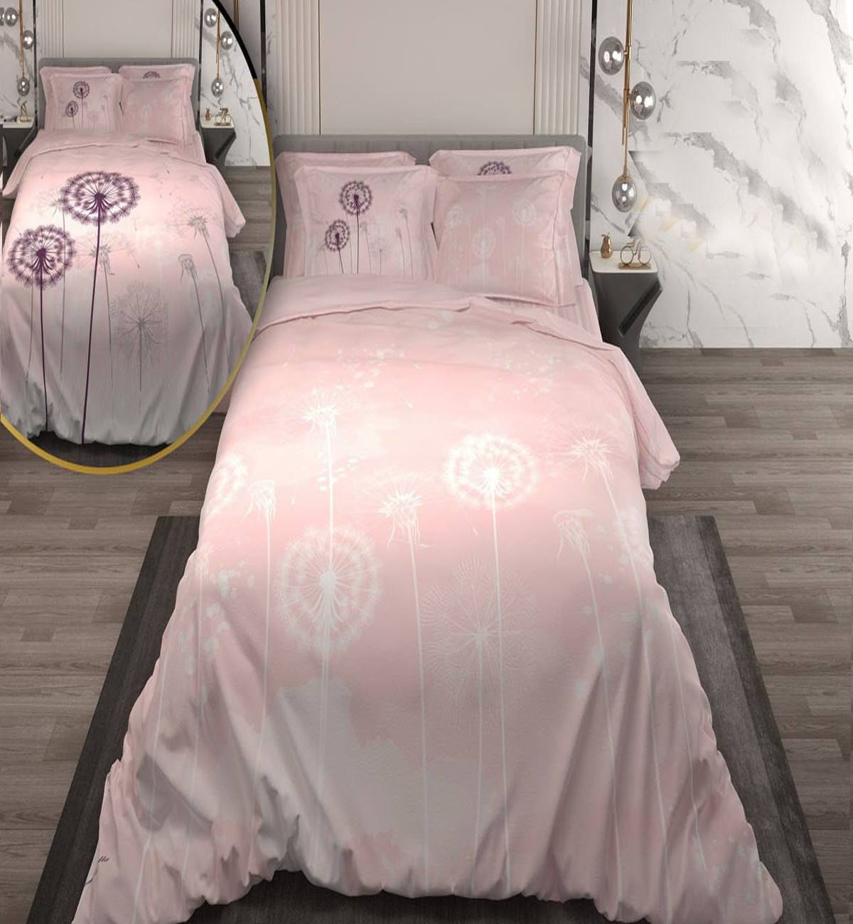 سرویس لحاف روتختی دو نفره دورویه طرحدار طرح قاصدک