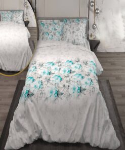 سرویس لحاف روتختی دو نفره دورویه طرحدار طرح گل آبی