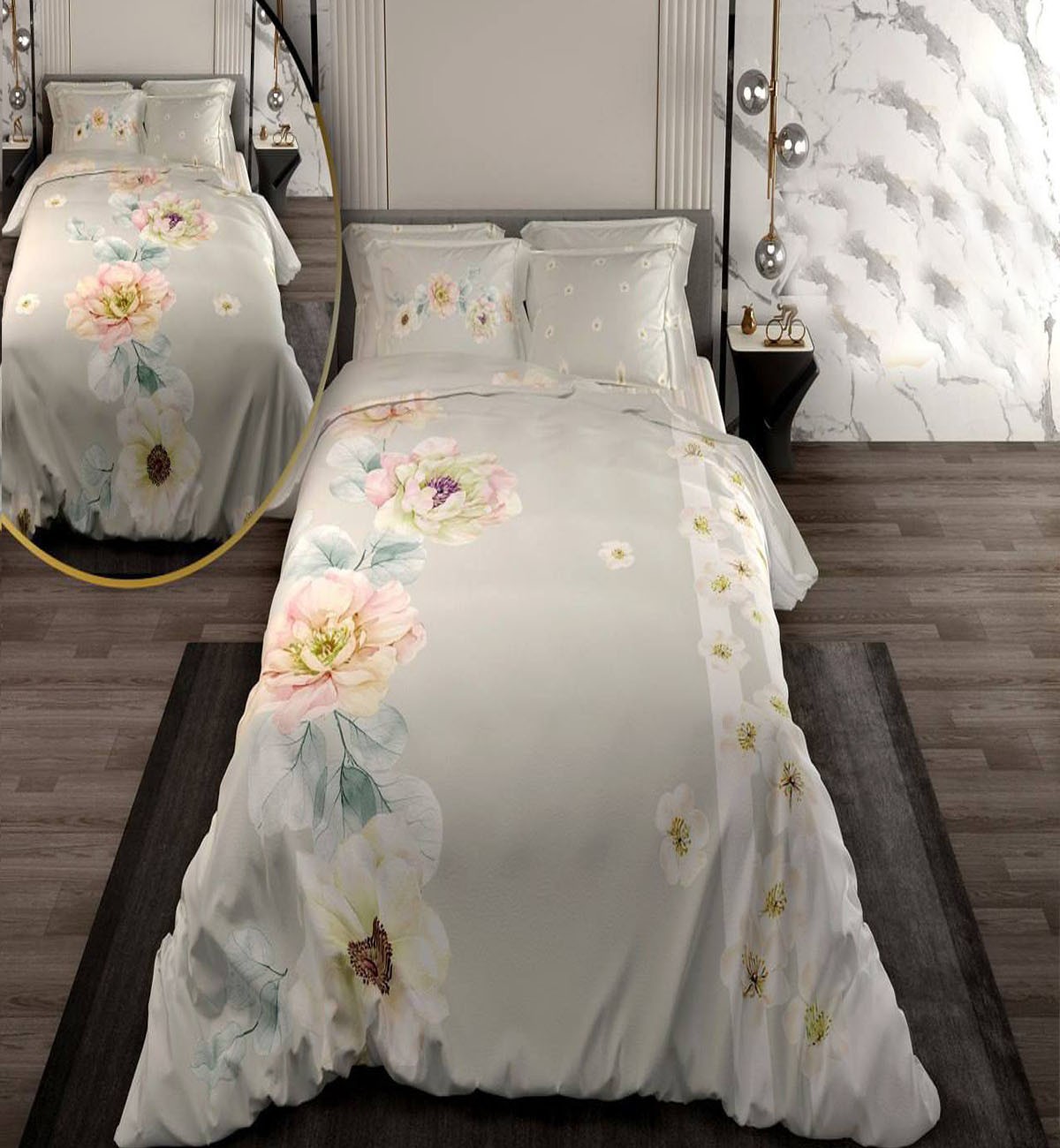 سرویس لحاف روتختی دو نفره دورویه طرحدار طرح گل بهاری