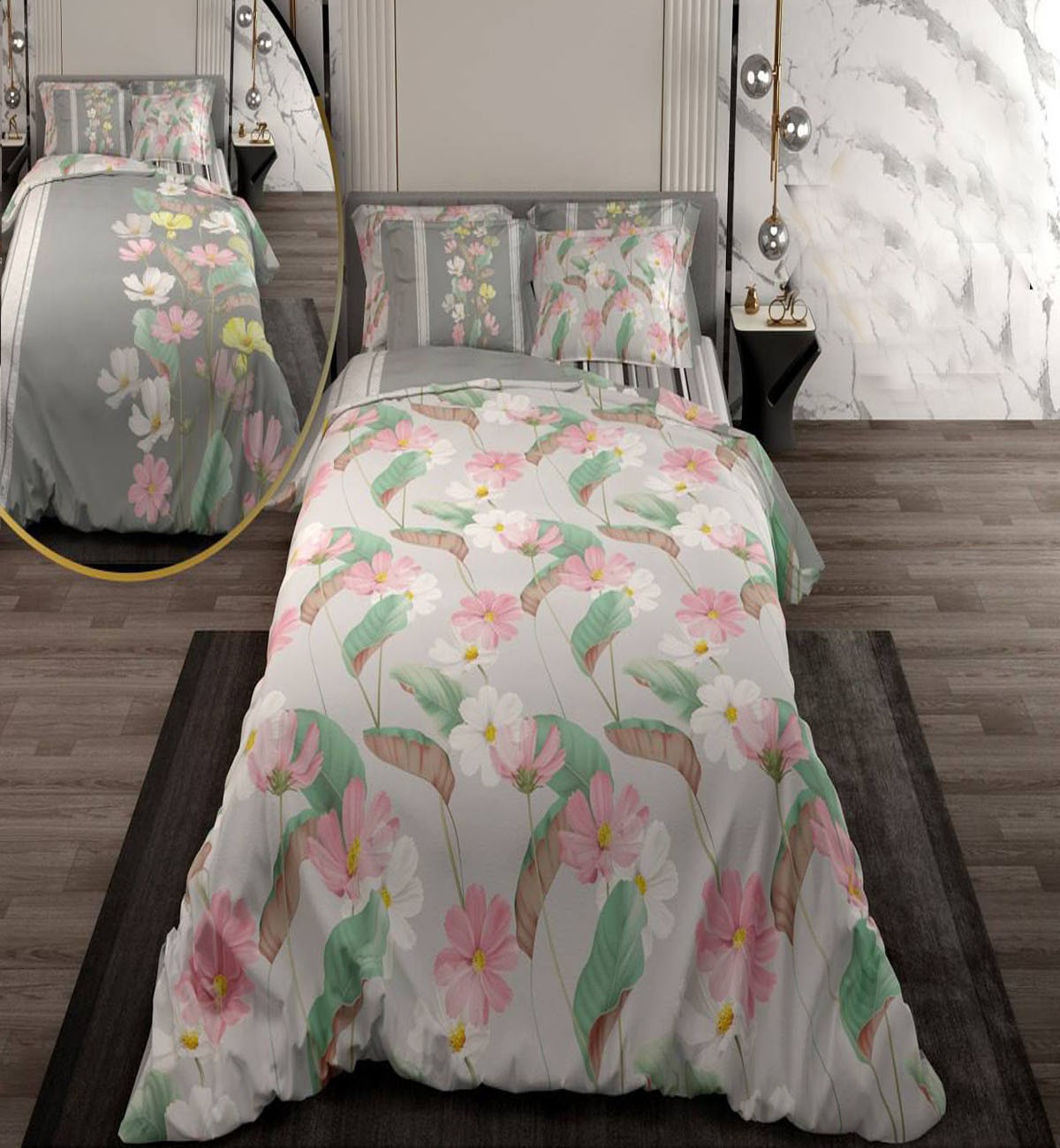 سرویس لحاف روتختی دو نفره دورویه طرحدار طرح بهار