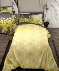 سرویس لحاف روتختی دو نفره دورویه طرحدار طرح گل زرد