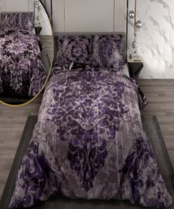 سرویس لحاف روتختی دو نفره دورویه طرحدار طرح پتینه بنفش