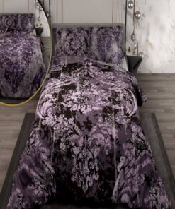 سرویس لحاف روتختی دو نفره دورویه طرحدار طرح پتینه بنفش