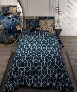 سرویس لحاف روتختی دو نفره دورویه طرحدار طرح شش ضلعی