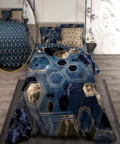 سرویس لحاف روتختی دو نفره دورویه طرحدار طرح شش ضلعی