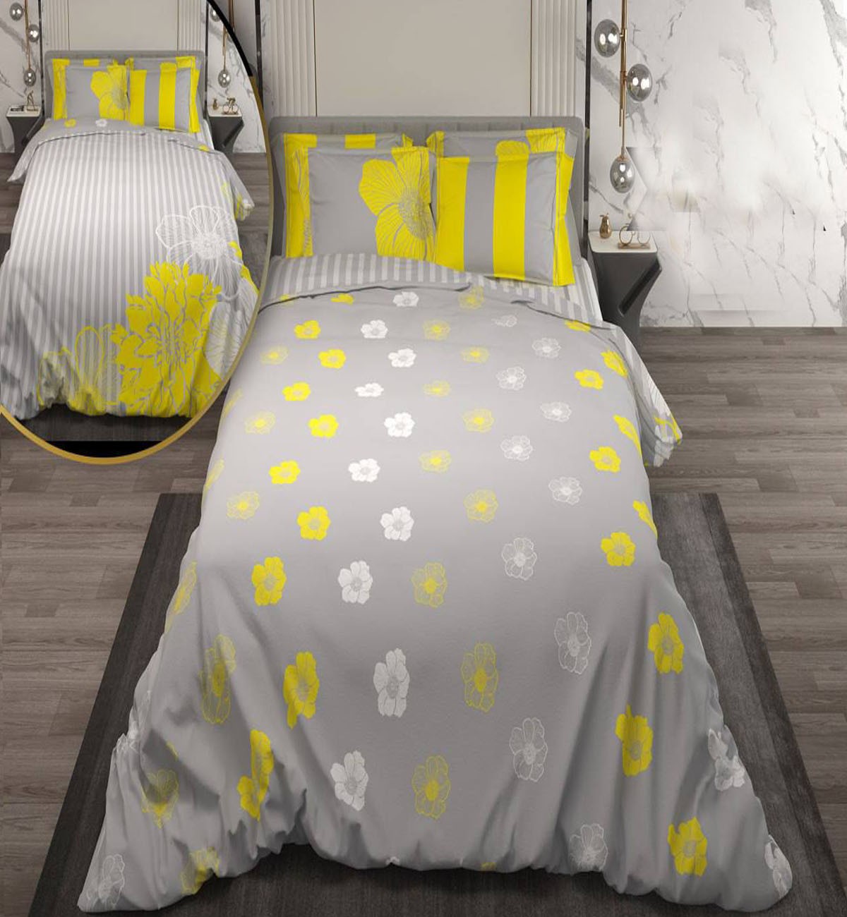 سرویس لحاف روتختی دو نفره دورویه طرحدار طرح گل گوشه