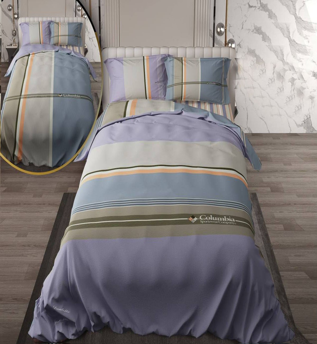 سرویس لحاف روتختی دو نفره دورویه طرحدار طرح کلمبیا