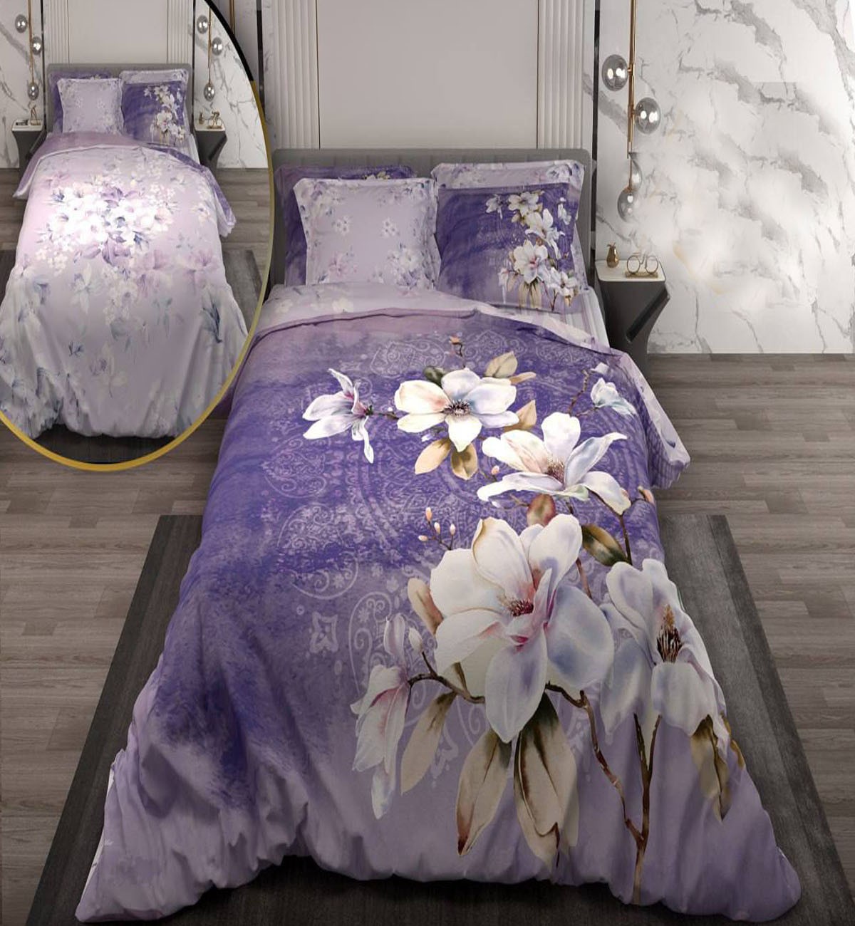 سرویس لحاف روتختی دو نفره دورویه طرحدار طرح گل لوکس