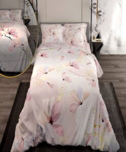 سرویس لحاف روتختی دو نفره دورویه طرحدار طرح گل صورتی