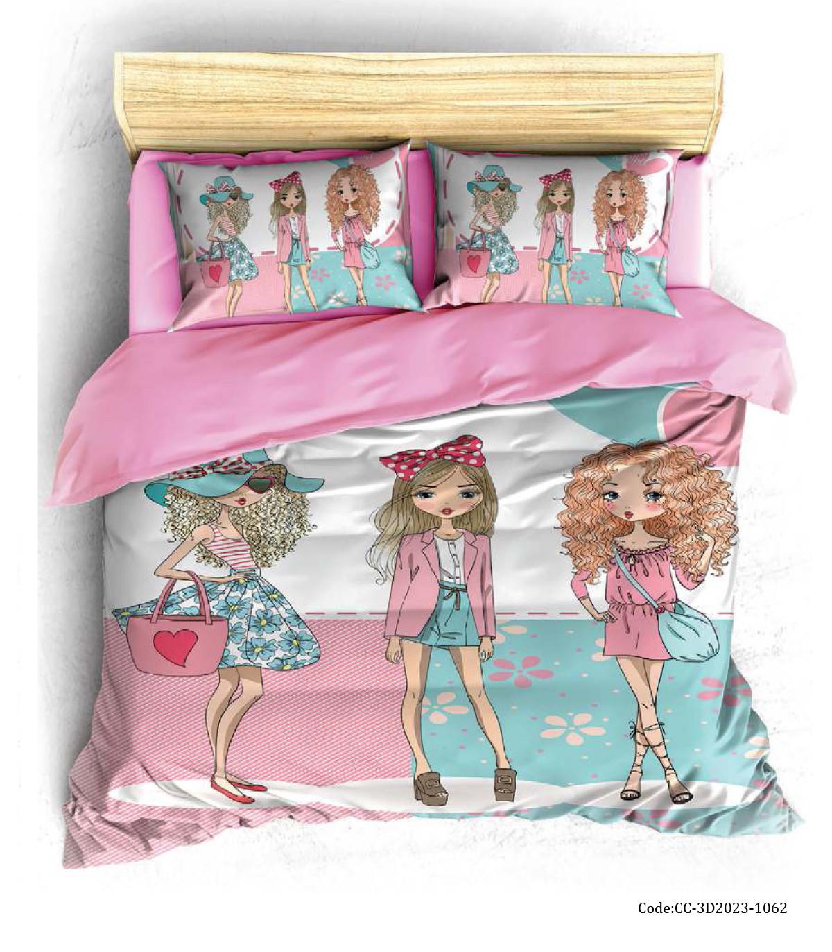 ست روتختی سه بعدی دخترانه طرح سه دختر مدل FASHION