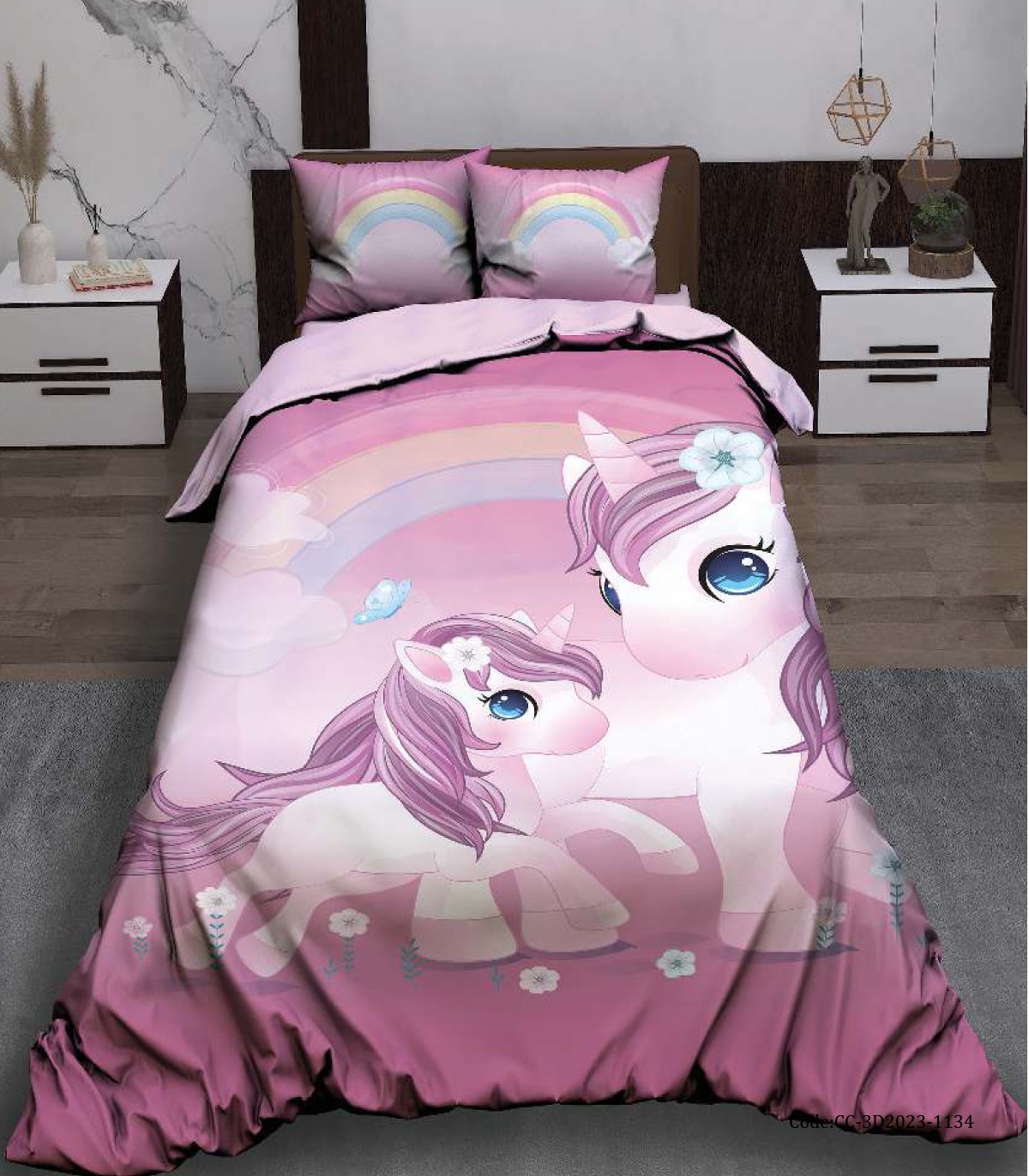 سرویس روتختی سه بعدی سیسمونی مدل تک شاخ