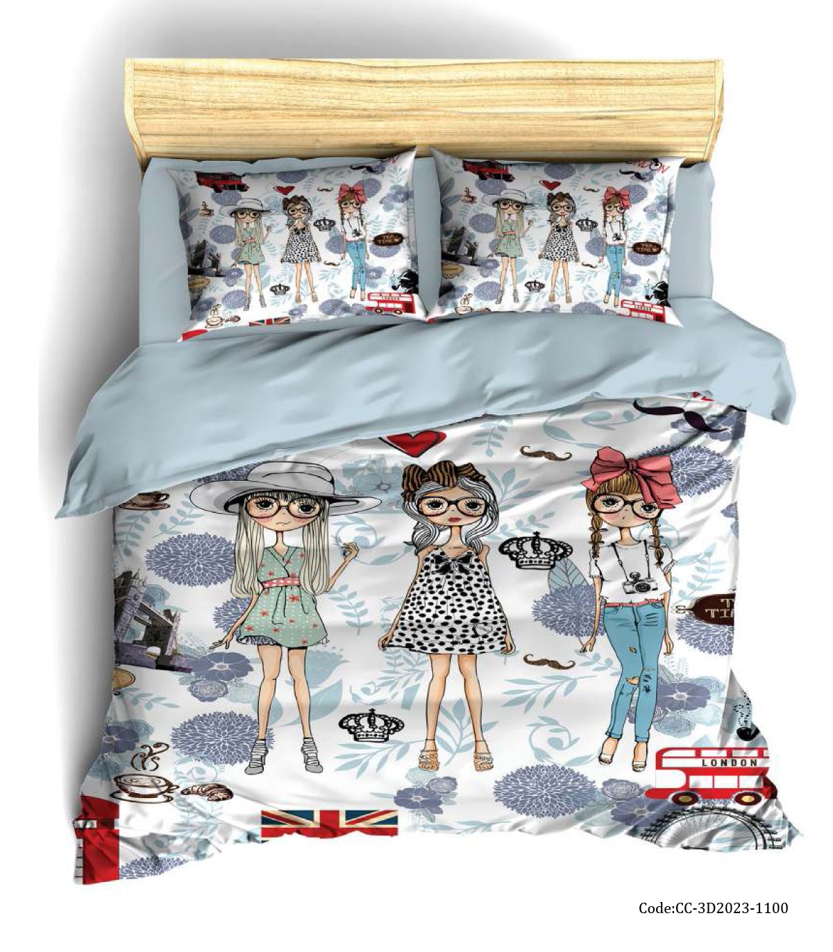 سرویس روتختی کودک دخترانه طرح سه بعدی فانتزی مدل UK Girls