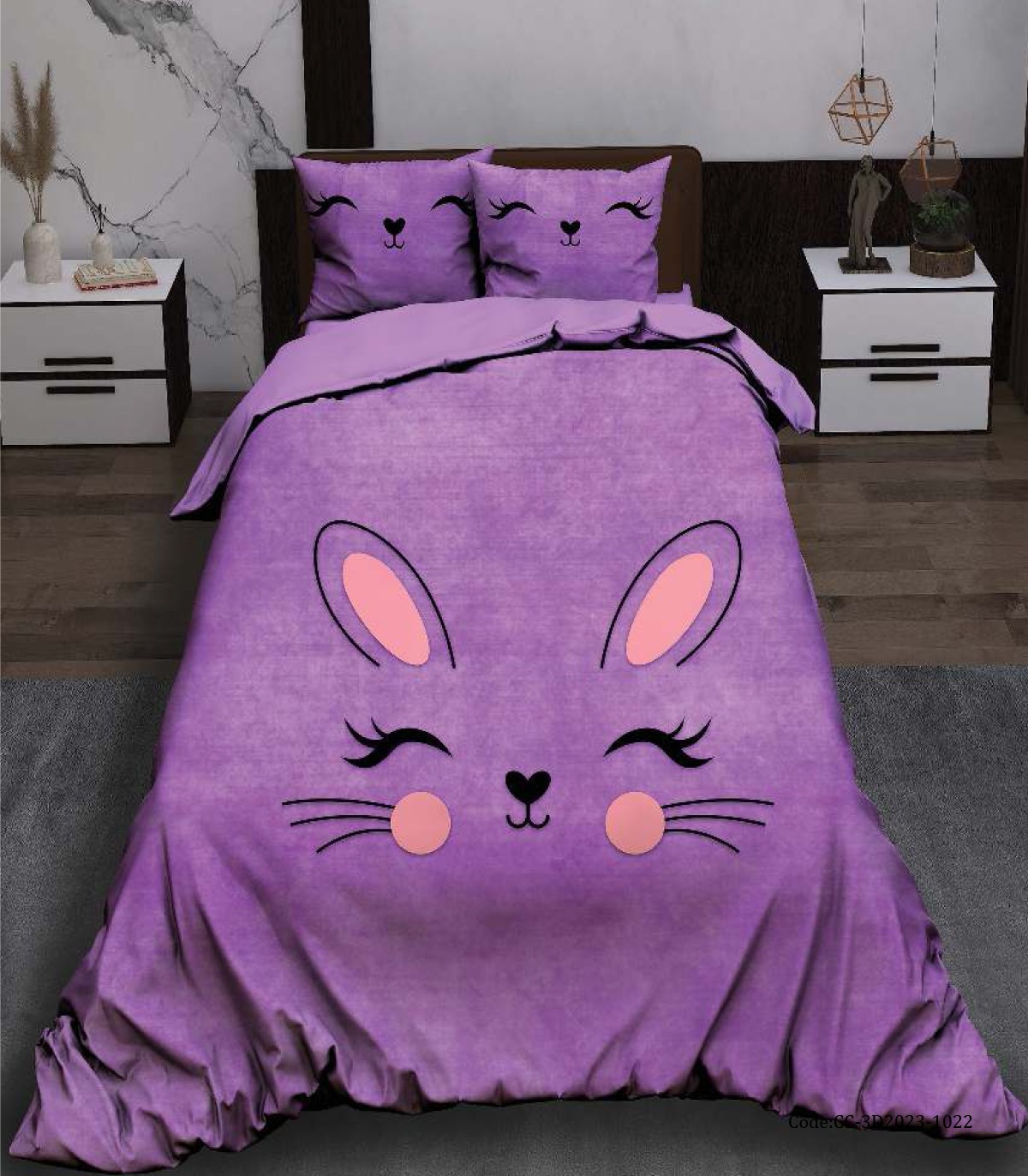 روتختی دخترانه ساده رنگ بنفش طرح خرگوش