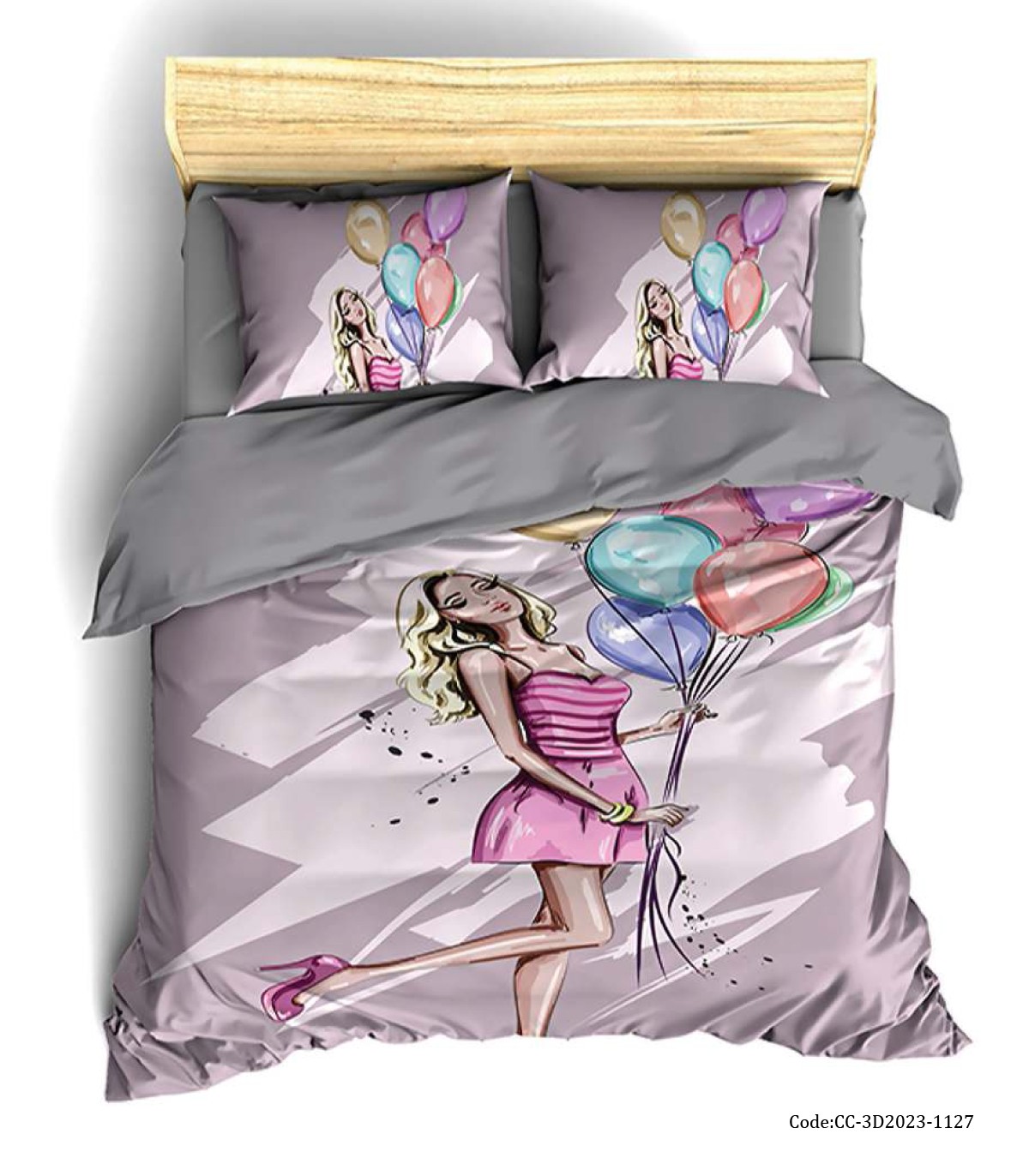 روتختی سه بعدی دخترانه طرح دختر بادکنک به دست