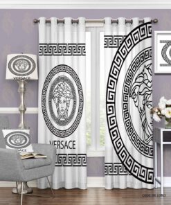 پرده پانچی اسپرت سفید مشکی طرح برند ورساچه