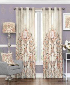 پرده پانچی اتق خواب و پذیرایی زمینه کرم طرح شکیبا