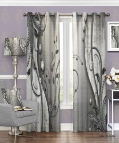 پرده پانچی طوسی اتاق خواب و پذیرایی طرح پیچک