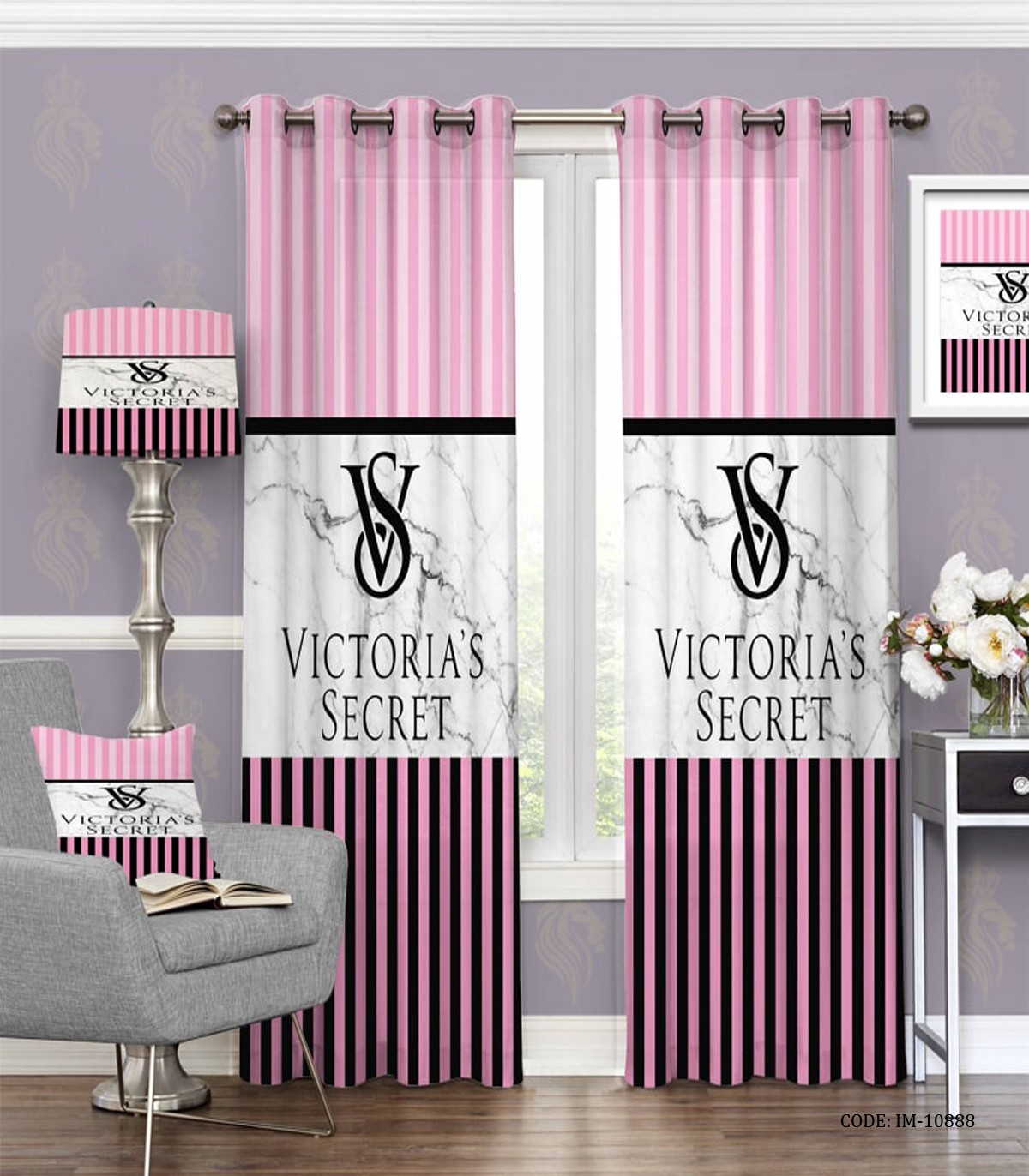 پرده پانچی اسپرت اتاق خواب طرح برند ویکتوریا سکرت