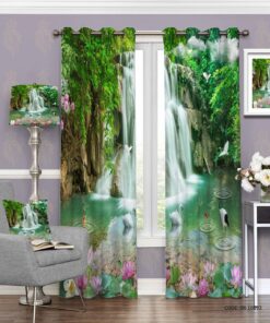 پرده پانچی طرح طبیعت مدل برکه