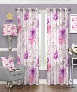 پرده پانچی اتاق خواب و پذیرایی طرح گل مدل سامانتا