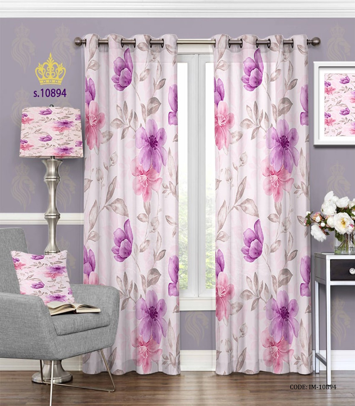 پرده پانچی اتاق خواب و پذیرایی طرح گل مدل سامانتا