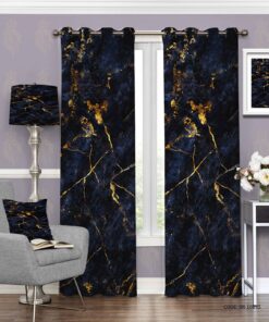 پرده پانچی اسپرت شیک و ساده طرح مرمریت سورمه ای