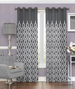 پرده پانچی ساده طوسی سفید طرح ماهور