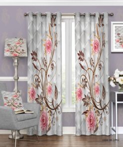 پرده پانچی خواب و پذیرایی طرح گل مدل افسون