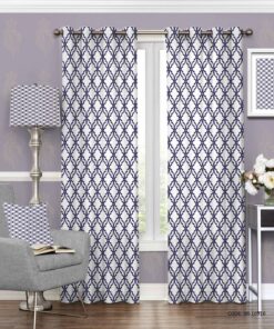 پرده پانچی اسپرت ساده طرح سفید آبی مدل مانی