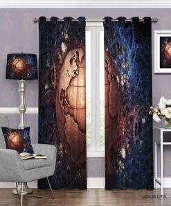 پرده پانچی سه بعدی طرح کره زمین